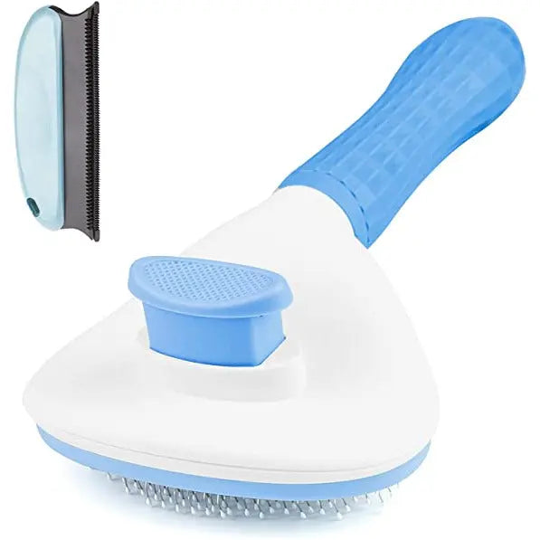 Aumuca Cat Brush and Dog Brush with Long or Short Hair Self Cleaning Slicker Brush for Shedding and Grooming (Blue)