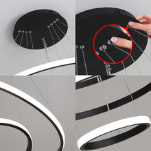 Load image into Gallery viewer, LED Modern Chandeliers Adjustable 3 Colors Dimmable Ceiling Lighting Fixture 3 White Rings Hanging Led Modern Pendant Light for Bedroom Living Dining Room Kitchen Foyer (Gold, 20+40+60Cm)
