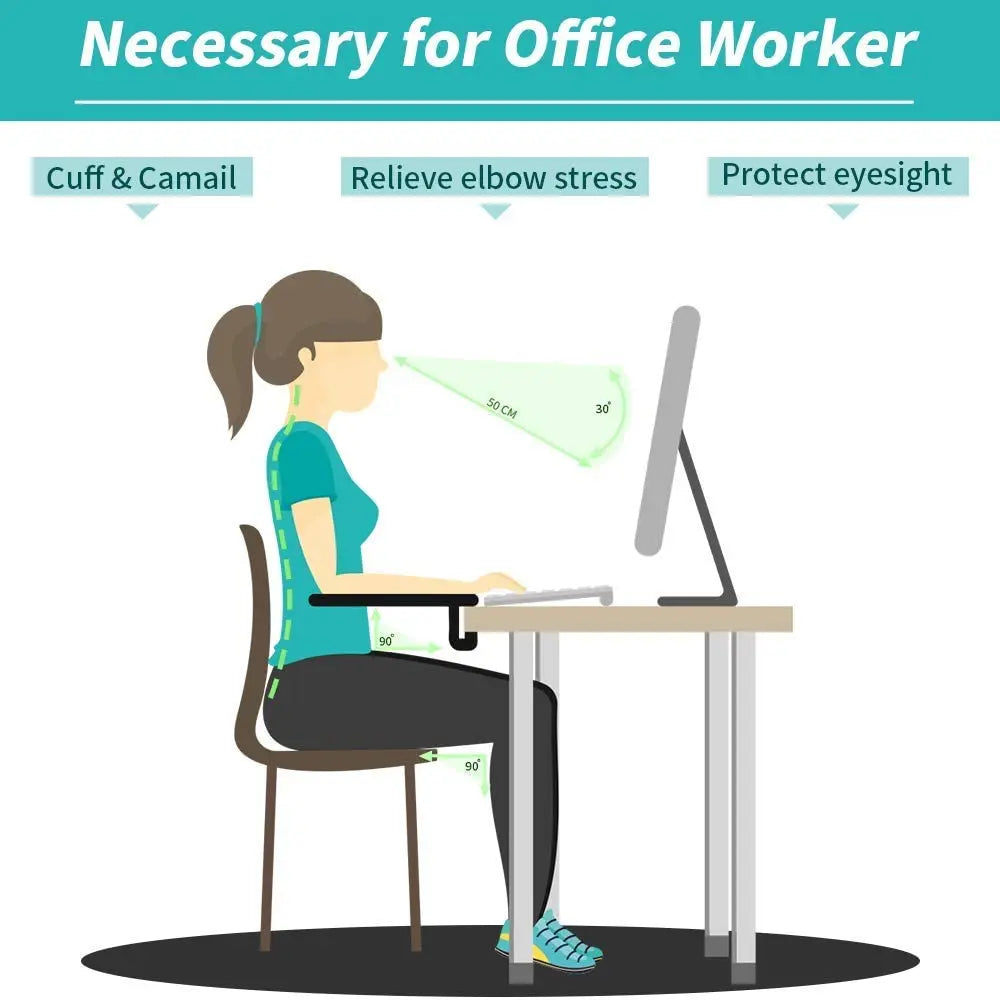 Pattan australia Computer Adjustable Arm Rest for Desk, Ergonomic Wrist Support, Extender for Table, Office, Chair, Desk, Black pattanaustralia