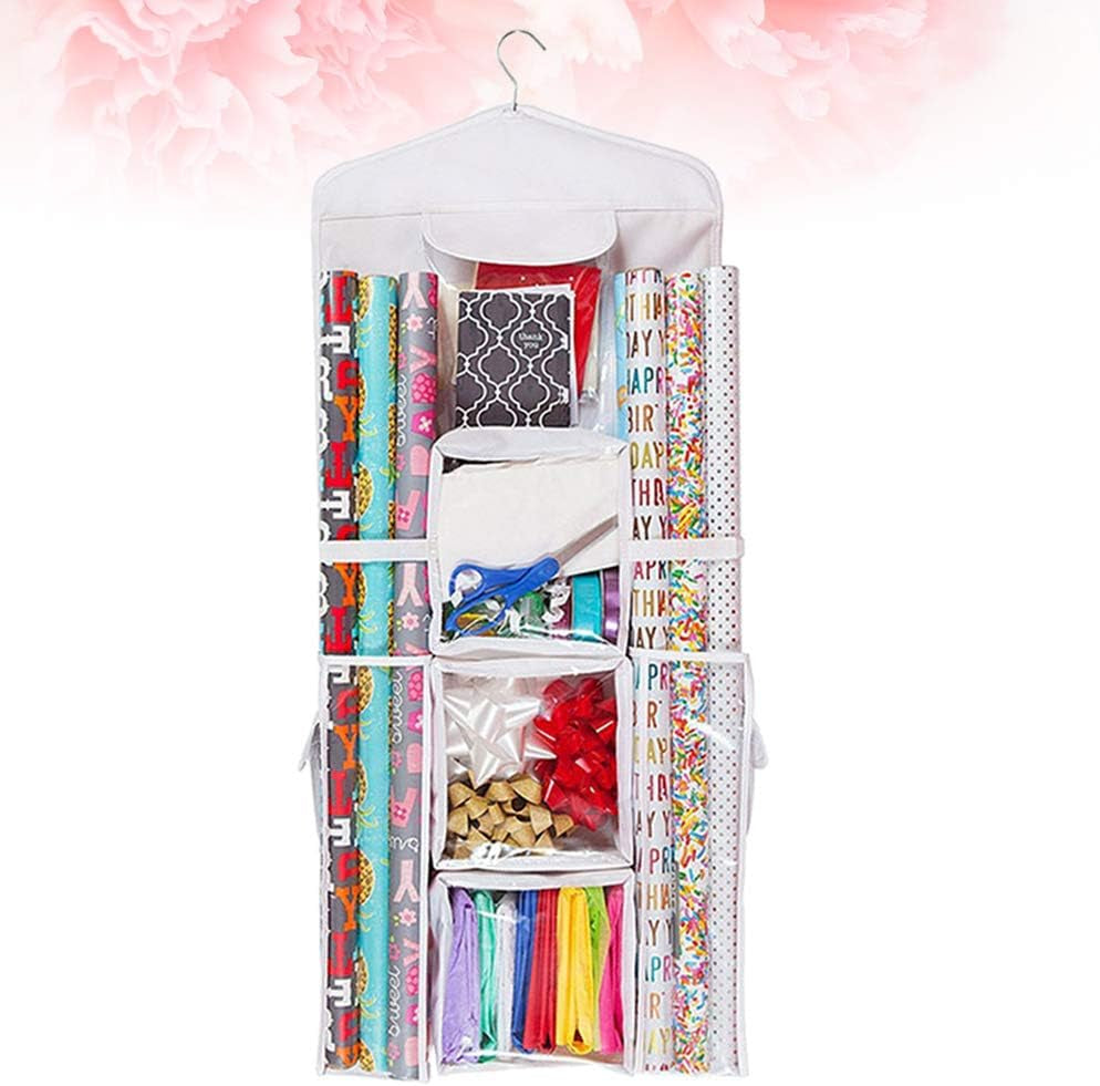 Wraps Storage Bag Double- Sided Jewelry Hanging Bag Sundries Organizer (White)