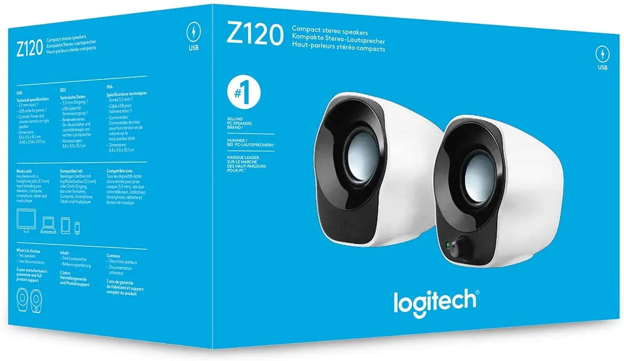 Logitech® Stereo Speakers Z120 with usb port, mac compatible,3.5mm jack pattanaustralia