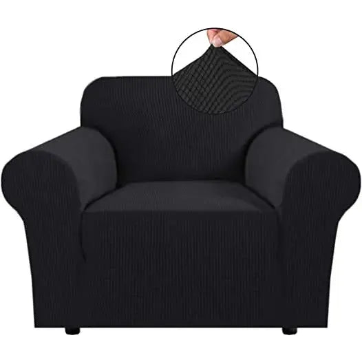 Smarcute 1 Piece Couch Cover Stretch Stylish Furniture Cover/Protector Featuring Jacquqard Textured Twill Fabric, High Spandex Slipcover Machine Washable/Skid Resistance (One Seater, Black) Pattan Australia