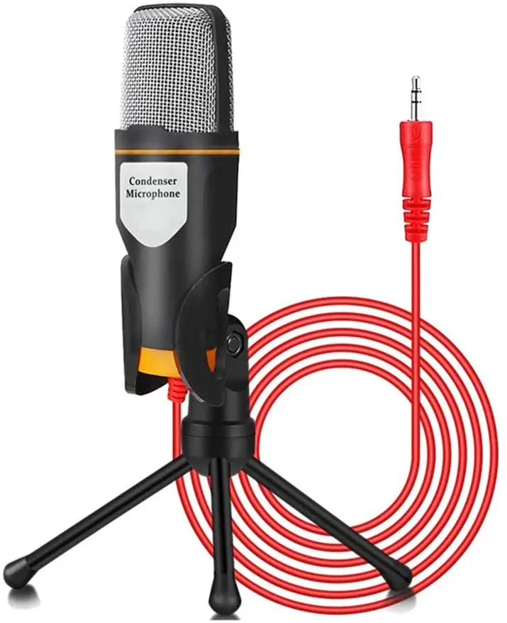 PC Microphone with Mic Stand,Professional 3.5mm Jack Recording Condenser for Video Recording, Streaming External Microphone for Lapto (Black) pattanaustralia