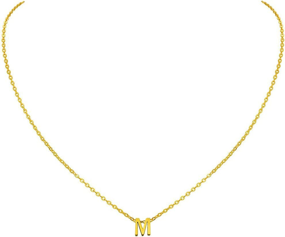 Small Initial Necklace 18K Gold Plated Stainless Steel Tiny Letter Necklace Personalized Monogram Name Necklace for Women Girls