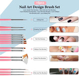 Nail Art Tool with 15pcs Nail Painting Brushes, Nail Dotting Tool, Nail Foil, Manicure Tape, Color Rhinestones pattanaustralia