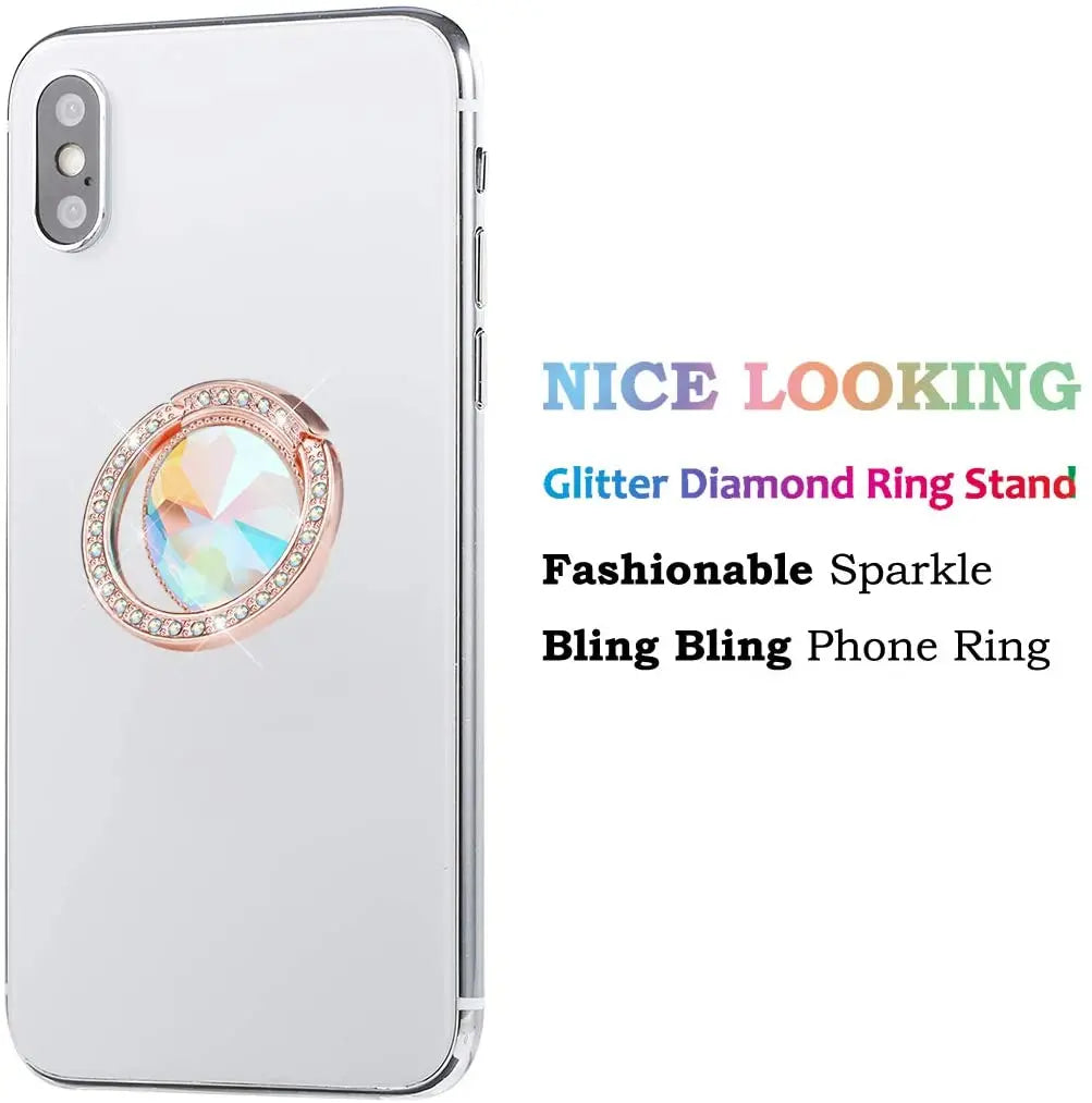 Glitter Bling Phone Ring Holder, Artificial Diamond Stand, Rhinestone Cell Finger Ring for Phones, Pad, tablets (Rose Gold) pattanaustralia