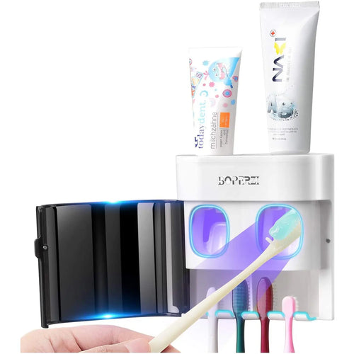 Boperzi  Wall Mount Toothbrush Holder, Automatic Toothpaste Dispenser with Dustproof Cover Pattan Australia