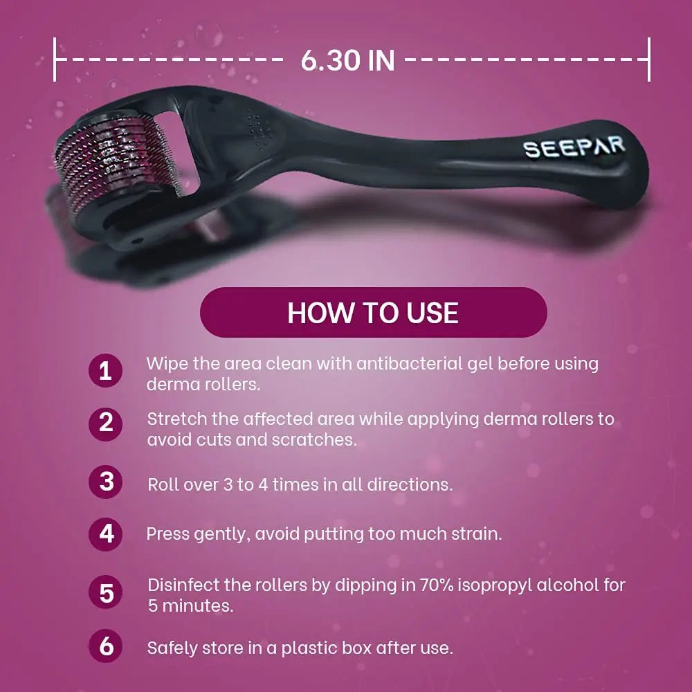 SEEPAR Derma Roller Pack of 3Titanium Microneedle Rollers, Professional Anti Aging Tool For Facial and Body Pattan Australia