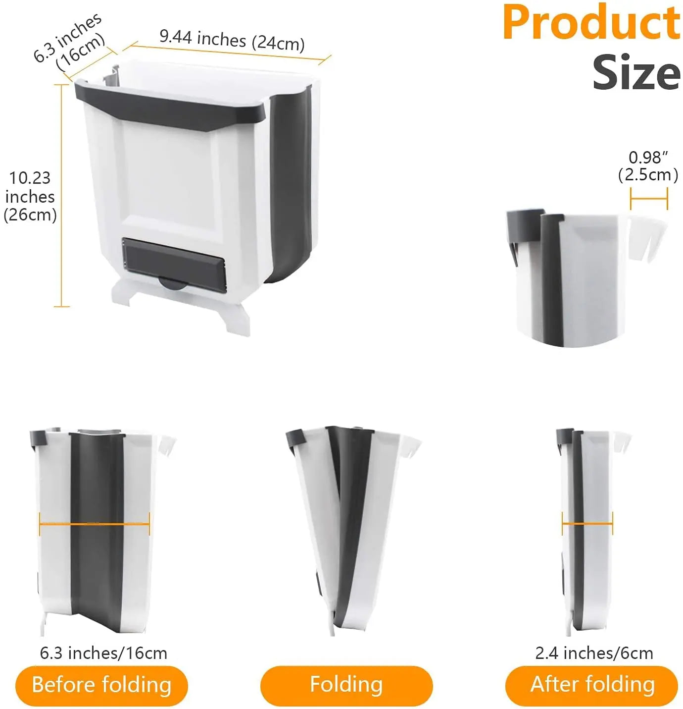 Plastic Folding Wall Mounted for Cupboard, Door Hanging Trash Can 8L Pattan Australia