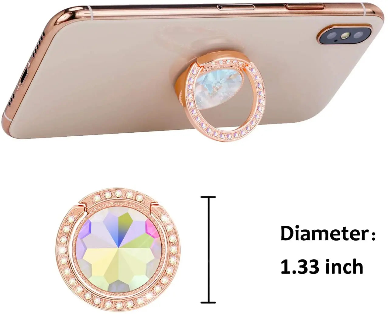 Glitter Bling Phone Ring Holder, Artificial Diamond Stand, Rhinestone Cell Finger Ring for Phones, Pad, tablets (Rose Gold) pattanaustralia