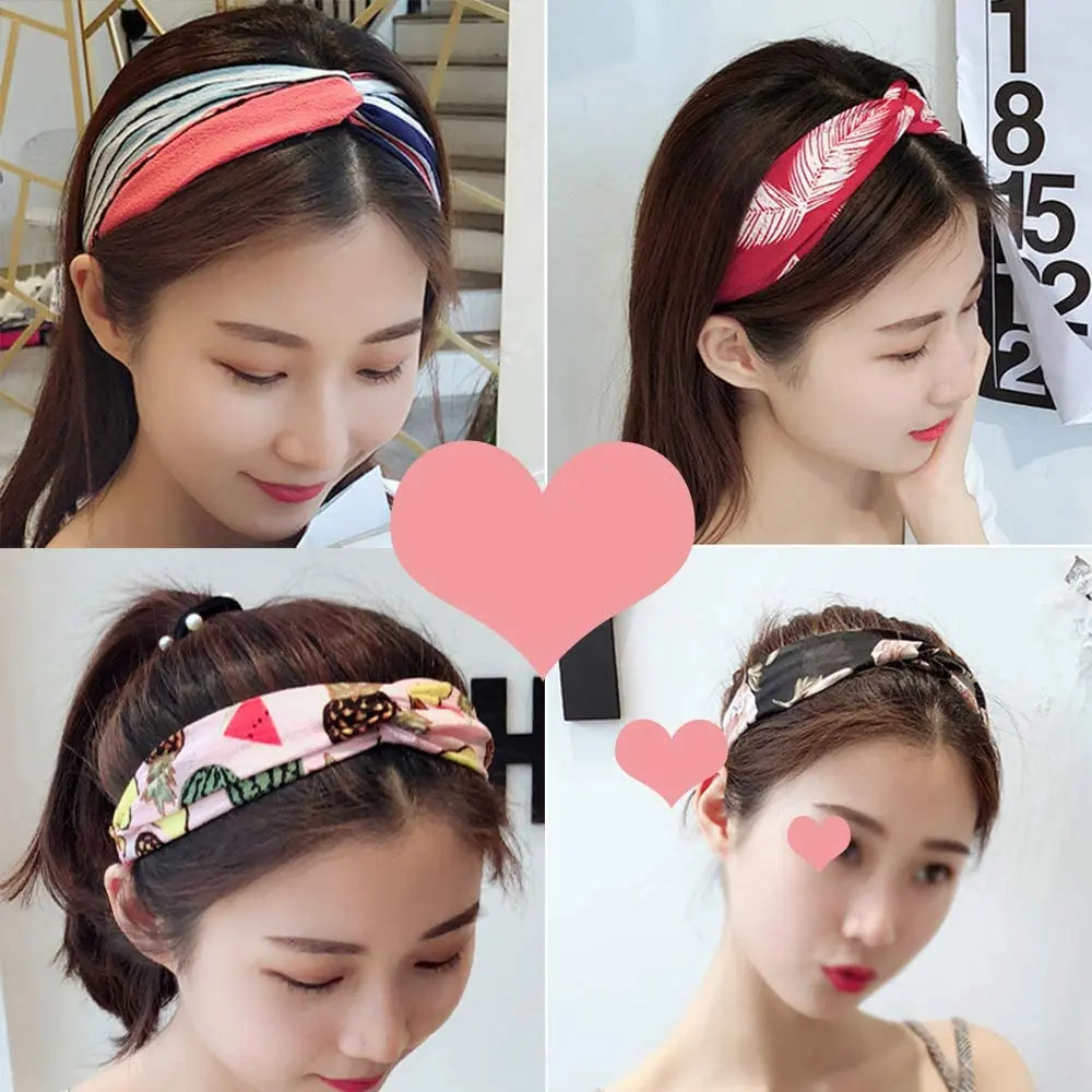 Women's Headbands Floral Print Headwrap Twist Knot Hair Band Yoga Head Wraps Sports Elastic Turban (20-COLOR) pattanaustralia