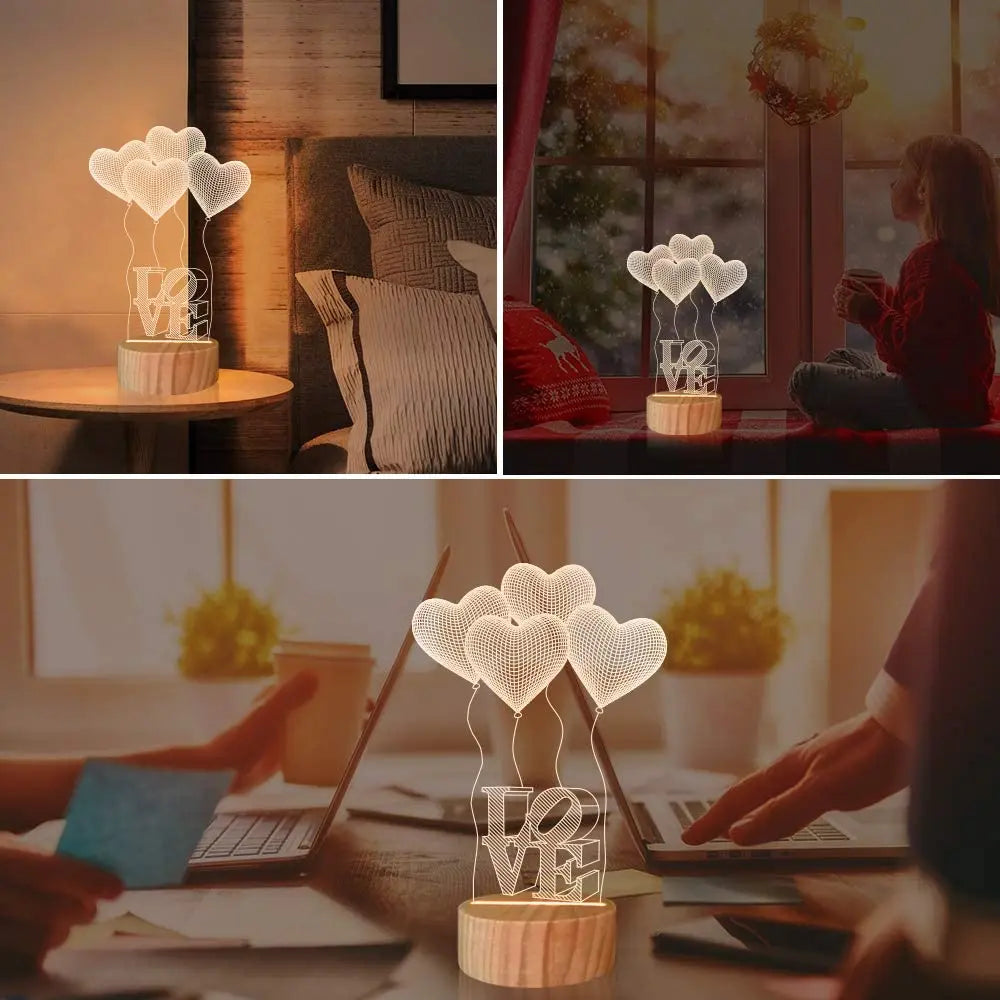 I Love You Gifts 3D Illusion Night Light, Romantic Bedroom Table Lamp Pattan Australia