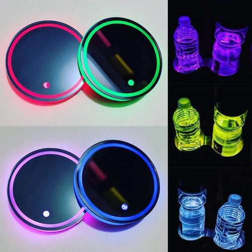 2PCS LED Car Cup Holder Lights Up Coaster, Colorful Interior Accessories Decoration of Car pattanaustralia