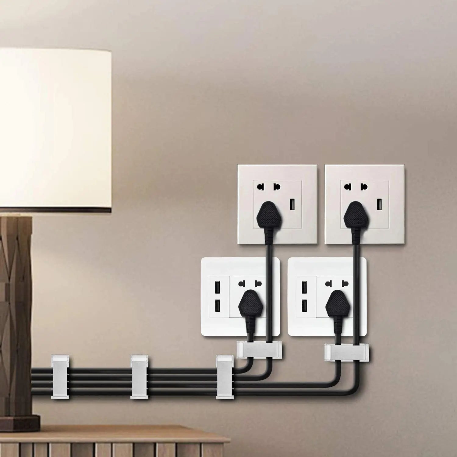 50-Pcs Self Adhesive Cable Management Clips, for TV, PC, Laptop, Ethernet Cable, Desktop, Home, Office (Black) pattanaustralia