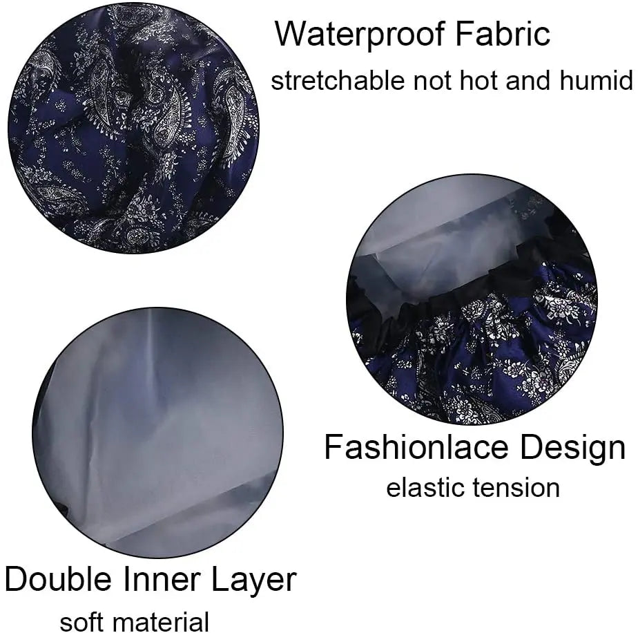 3 PACK Adjustable, Waterproof Bath Caps with Double Lined layer Pattan Australia