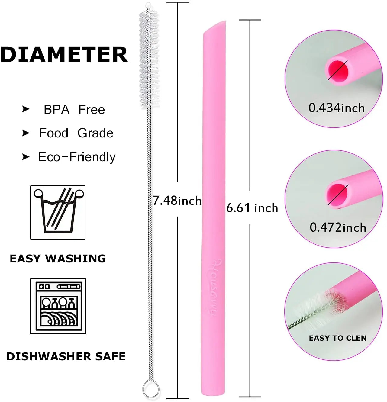 Housavvy Pack of 12, Kids Reusable Silicone Straws Colorful with Cleaning Brush Pattan Australia