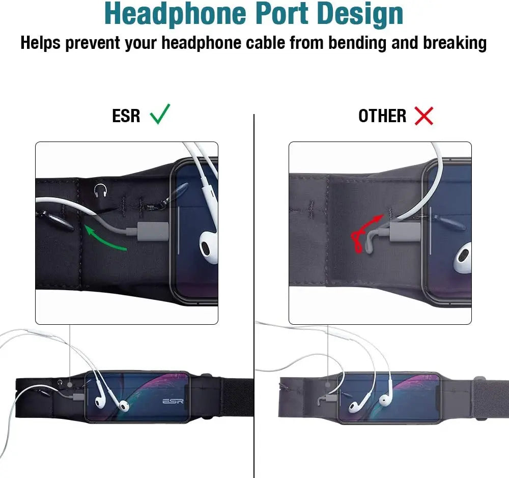 ESR Running Belt, Waist Pack Adjustable Stretchy Zipped Pack with Headphone Port, Fits Most Phones, for Workout, Cycling, Travelling pattanaustralia