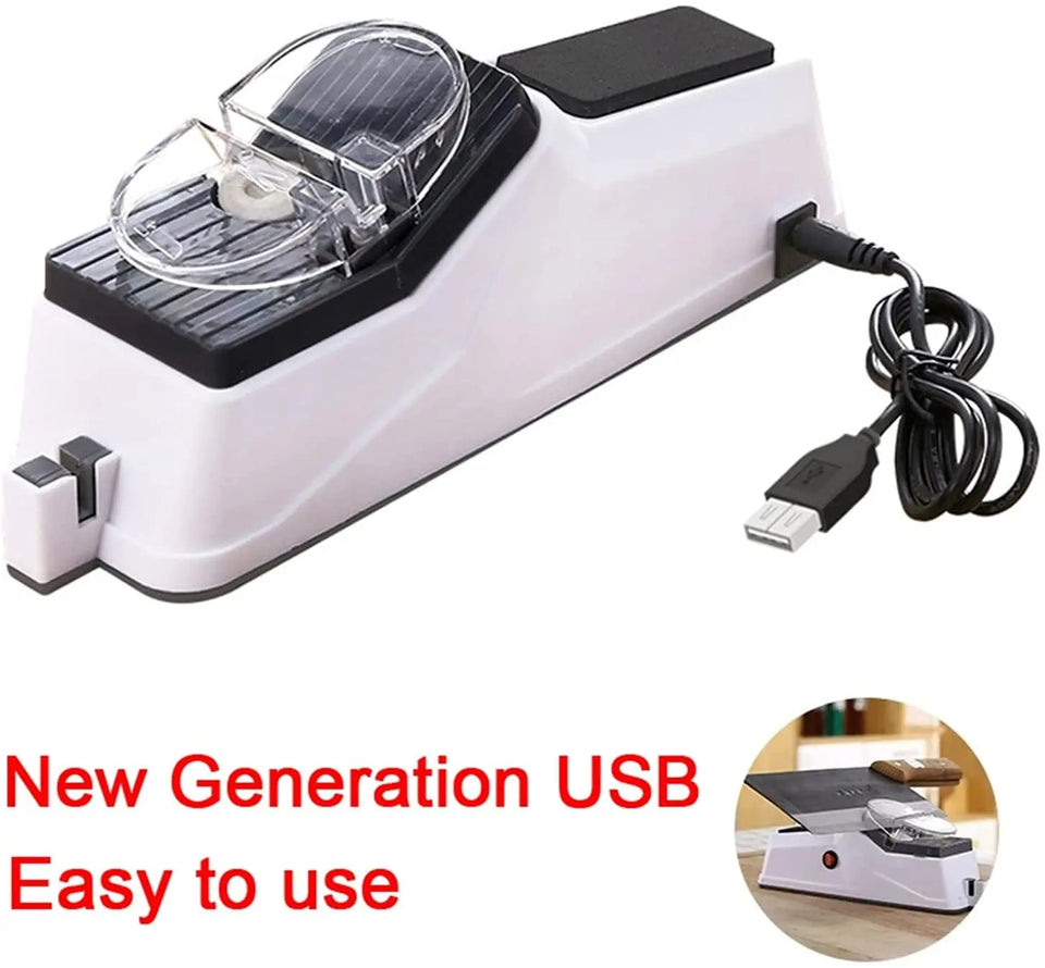 USB Electric Knife Sharpener Adjustable Kitchen Knife Tool Knife Scissors Sharpening White Medium-fine Grinding Blade (Color : White) pattanaustralia