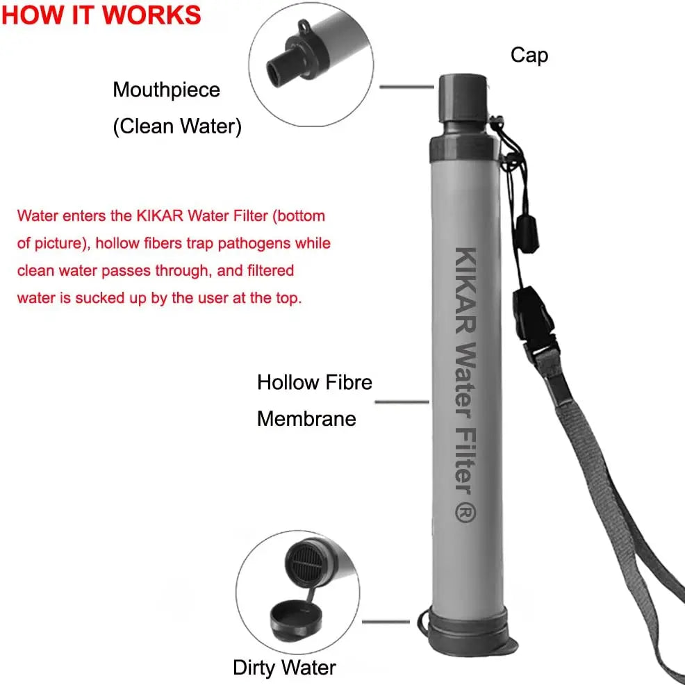 KIKAR Outdoor Water Filter Hollow Fiber Water Purifier Perfect for Backpacker, Camper, Hiker or for Emergencies pattanaustralia