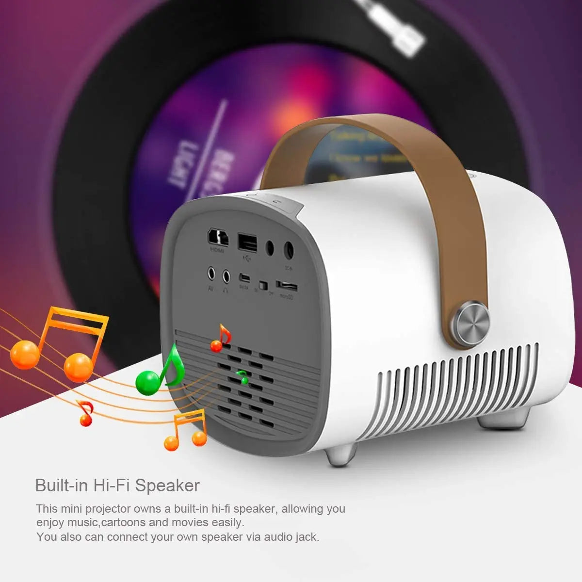 Mini Portable Projector 1080P Supported, Compatible with TV Stick, HDMI, USB, Micro SD, AV, Laptop Pattan Australia