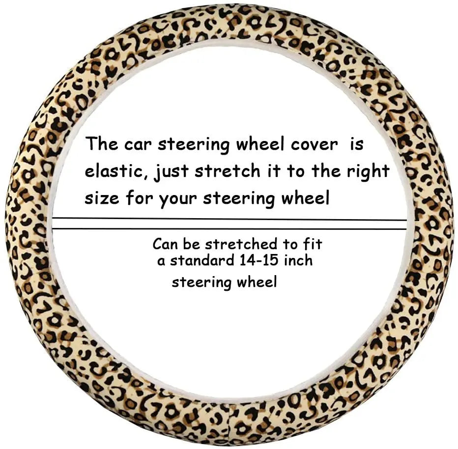 Non-Slip Elastic Steering Wheel Cover with Handbrake Cover Gear Shift Cover,Leopard Print Car Interior Accessories 15"1 Set 3 Pcs pattanaustralia