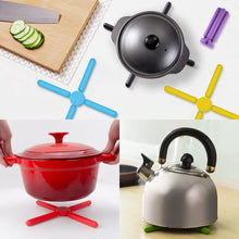 Load image into Gallery viewer, SourceTon Collapsible Cross Design Silicone Trivets in Cute Colors, Silicone Pot Holder
