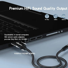 Load image into Gallery viewer, USB to 3.5mm Jack Audio Adapter, Koopao 2in1 External USB Sound Card, 3.5mm Aux to USB to Audio Jack Sound Adapter Jack for PC, PS4, Laptop
