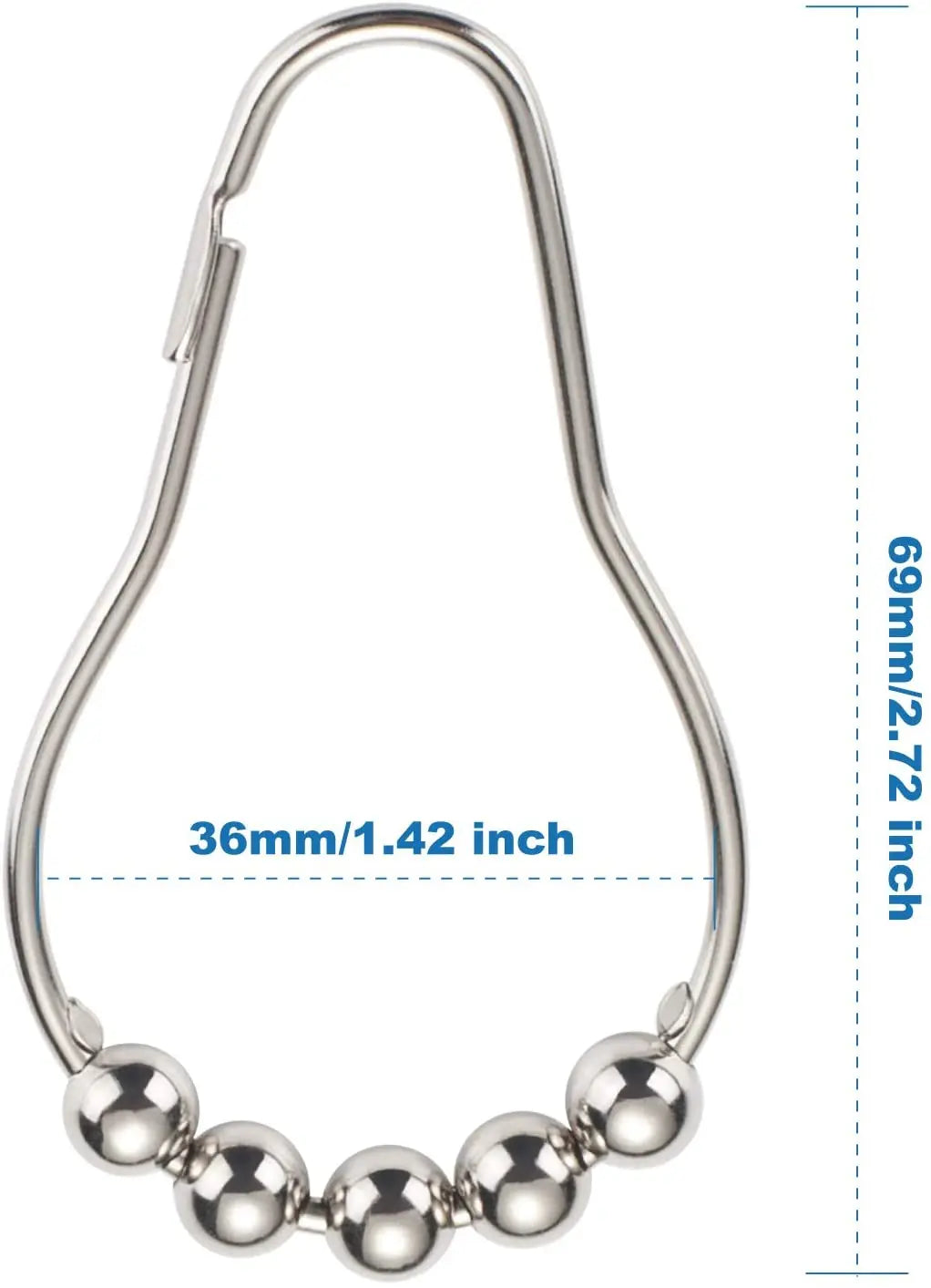 Amazer Rustproof, Nickel polished, Stainless Steel Shower Curtain Hooks, Set of 12 Pattan Australia