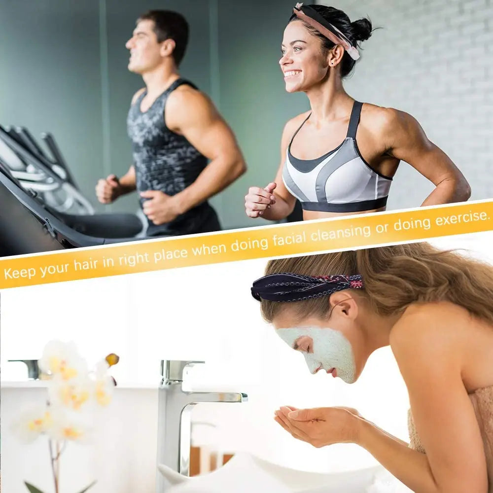 Women's Headbands Floral Print Headwrap Twist Knot Hair Band Yoga Head Wraps Sports Elastic Turban (20-COLOR) pattanaustralia