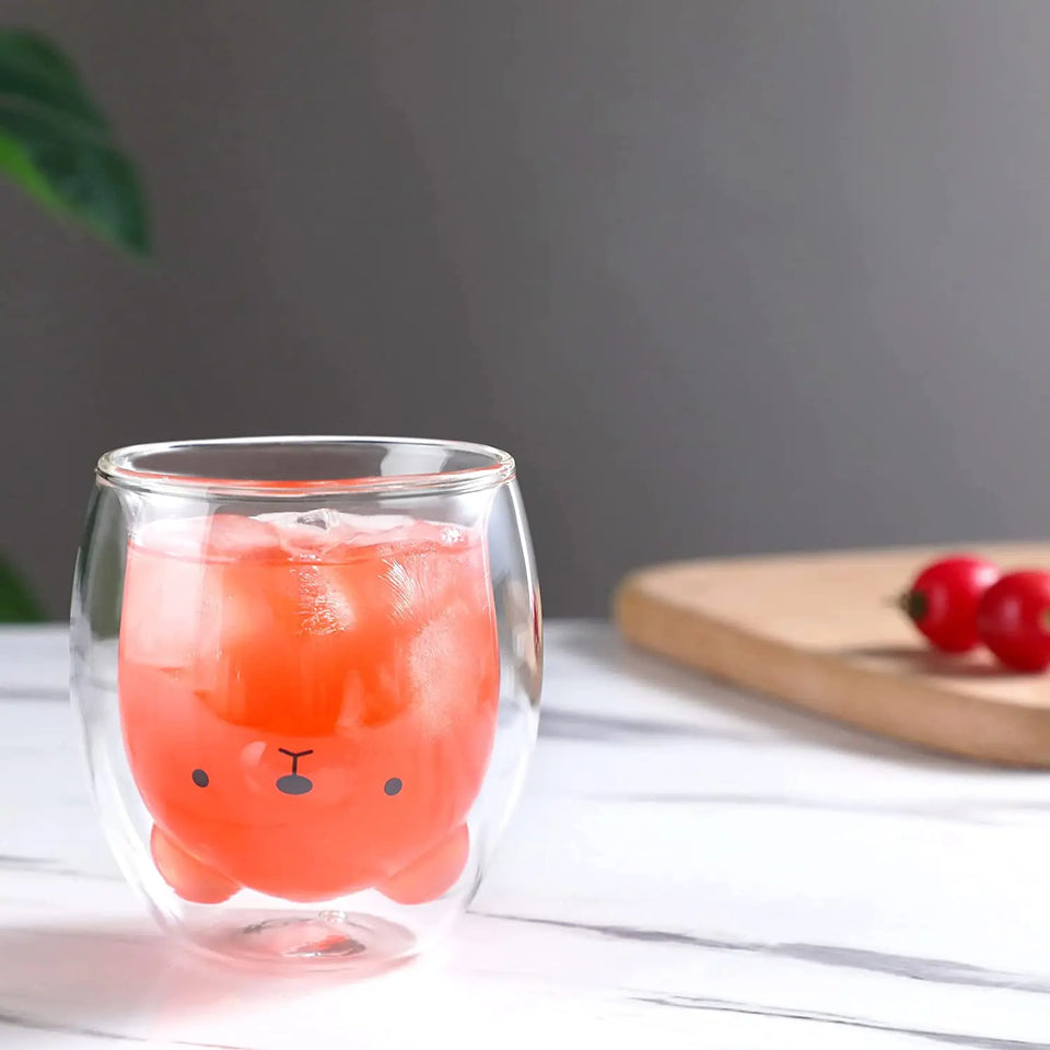 cute mugs  Double Wall Insulated Glasses Cup, Best for  Office and Personal use , Birthday gift (Bear) pattanaustralia