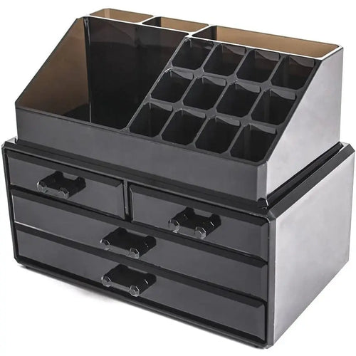 Acrylic Jewellery Storage Box, Cosmetics Lipsticks Makeup Organizer Holder Box 4 Drawers (Black) pattanaustralia