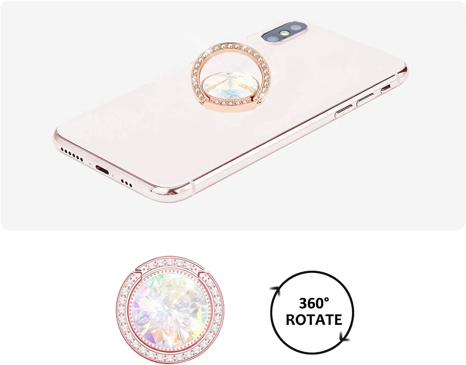 Glitter Bling Phone Ring Holder, Artificial Diamond Stand, Rhinestone Cell Finger Ring for Phones, Pad, tablets (Rose Gold) pattanaustralia