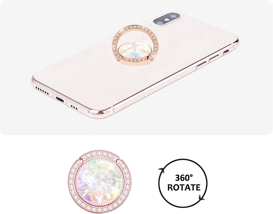 Glitter Bling Phone Ring Holder, Artificial Diamond Stand, Rhinestone Cell Finger Ring for Phones, Pad, tablets (Rose Gold) pattanaustralia