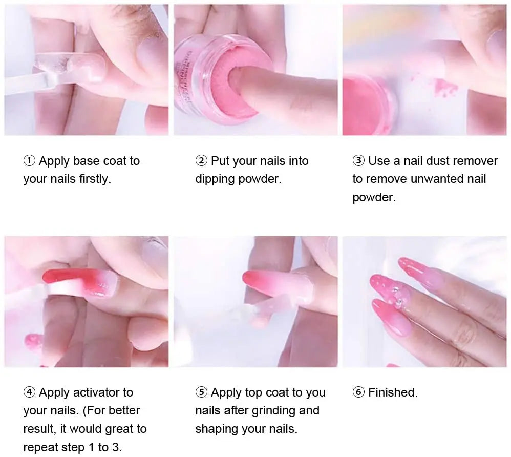 Adaskala 3-in-1 Dip Powder Nail Liquid Set Glue Kit Including Base Coat, Top Coat, Activator Nail Tools pattanaustralia