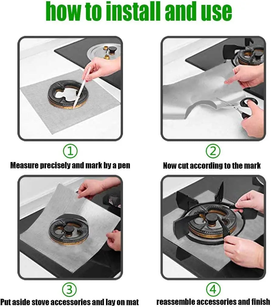 4-Pack Reusable Non-Stick Foil Gas Hob Range Stove Top Burner Protectors Liner Cover Pattan Australia