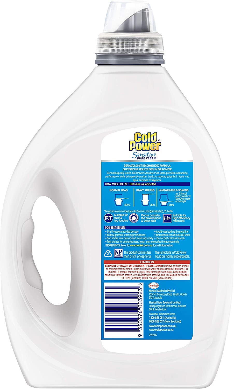 Sensitive Pure Clean, Liquid Laundry Detergent, Fragrance Free and Dye Free, 2 Litres, 40 Washloads