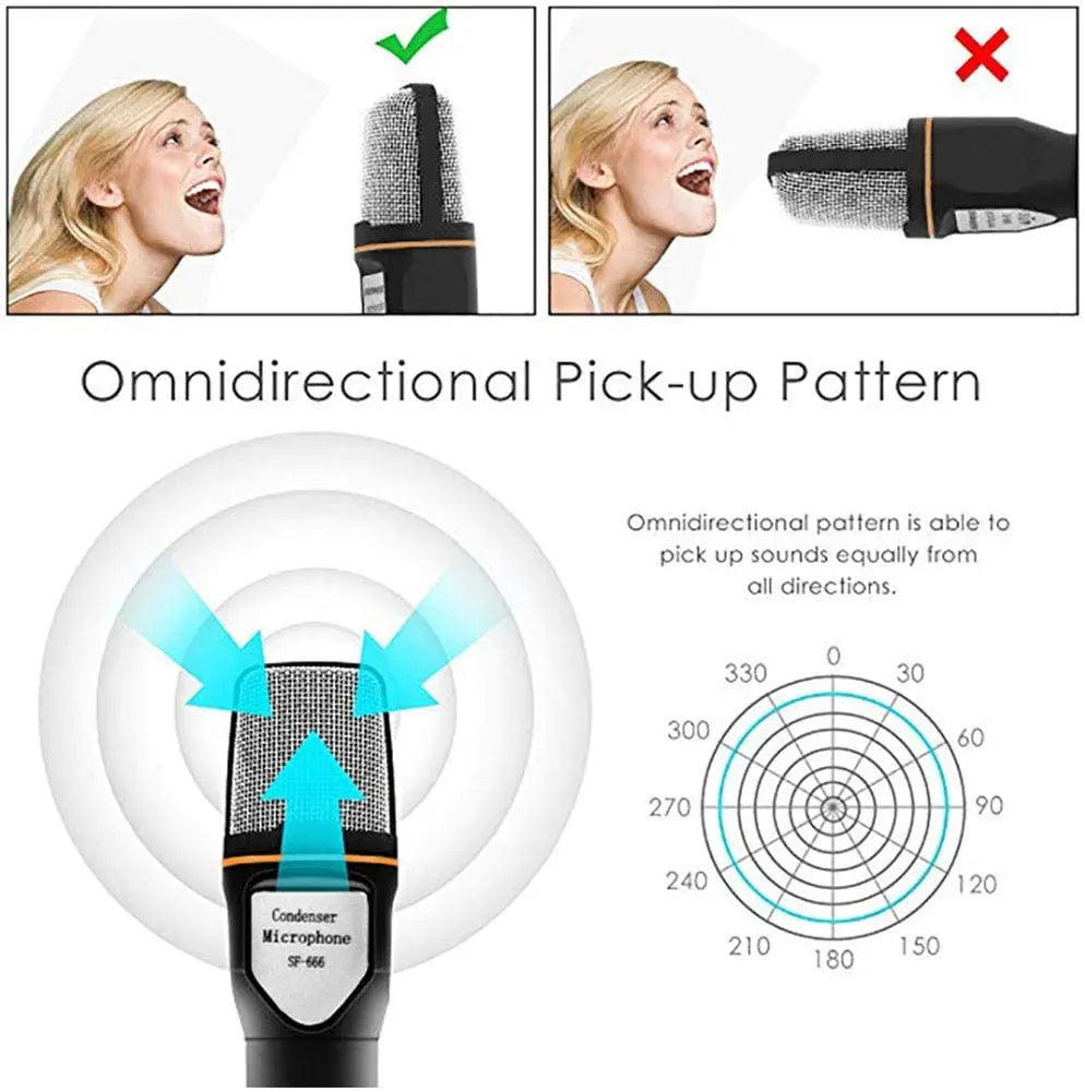 PC Microphone with Mic Stand,Professional 3.5mm Jack Recording Condenser for Video Recording, Streaming External Microphone for Lapto (Black) pattanaustralia