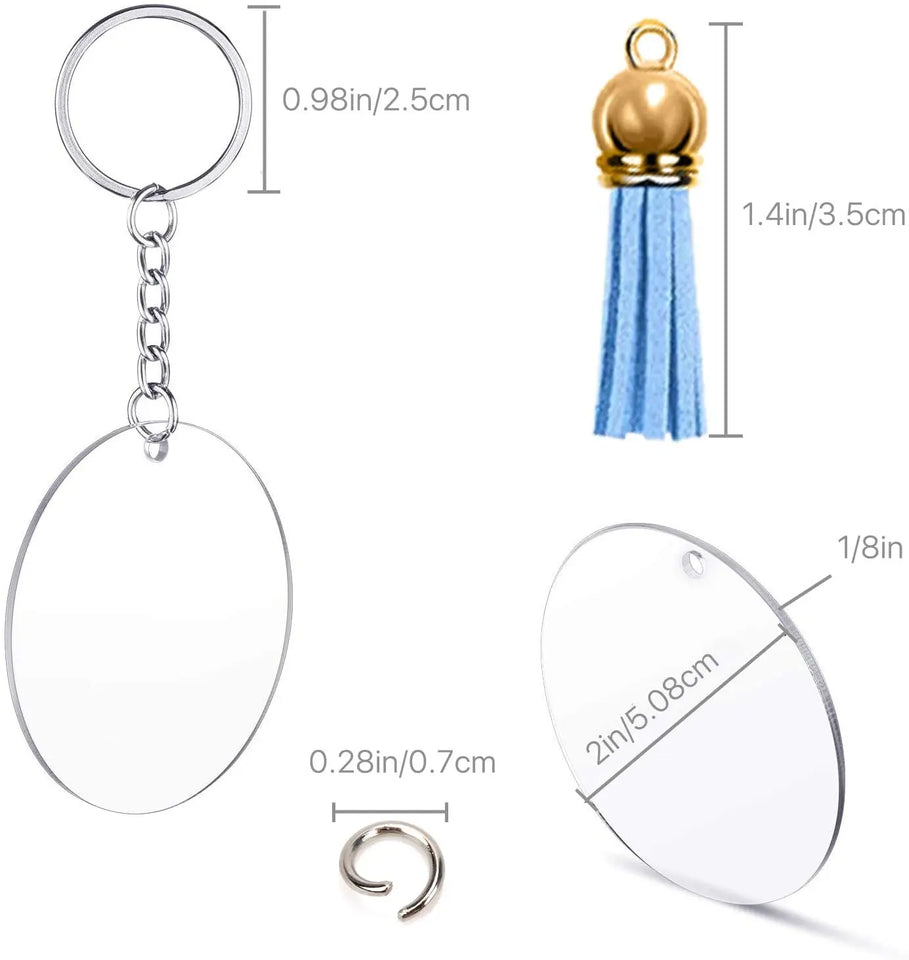 120 Pcs Acrylic Circle Blanks Keychain Set Transparent Round Acrylic Circle Disc with Chain Jump Rings & 30 Colors Tassel for Crafting Vinyl DIY Pattan Australia