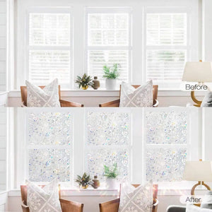 RABBITGOO 3D Decorative Window Films Privacy Static Cling Glass Window Film Non-Adhesive Heat Control Anti UV Flower Patten for Home Kitchen Bedroom pattanaustralia