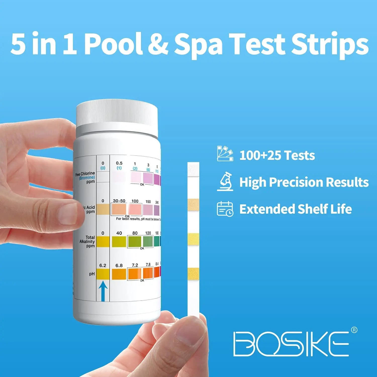 5 in 1 Pool Test Strips,125 Strips SPA Test Strips for Hot Tub, Water Test Kit, Accurate Cyanuric Acid, Free Chlorine, Alkalinity,Bromine,and pH Testing Pattan Australia