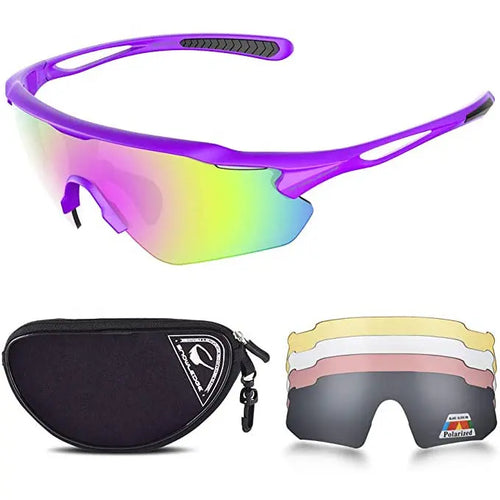 SNOWLEDGE Unisex, Universal fit Polarized Sport Glasses with 5 Interchangeable Lenses and TR90 Lightweight Frame pattanaustralia
