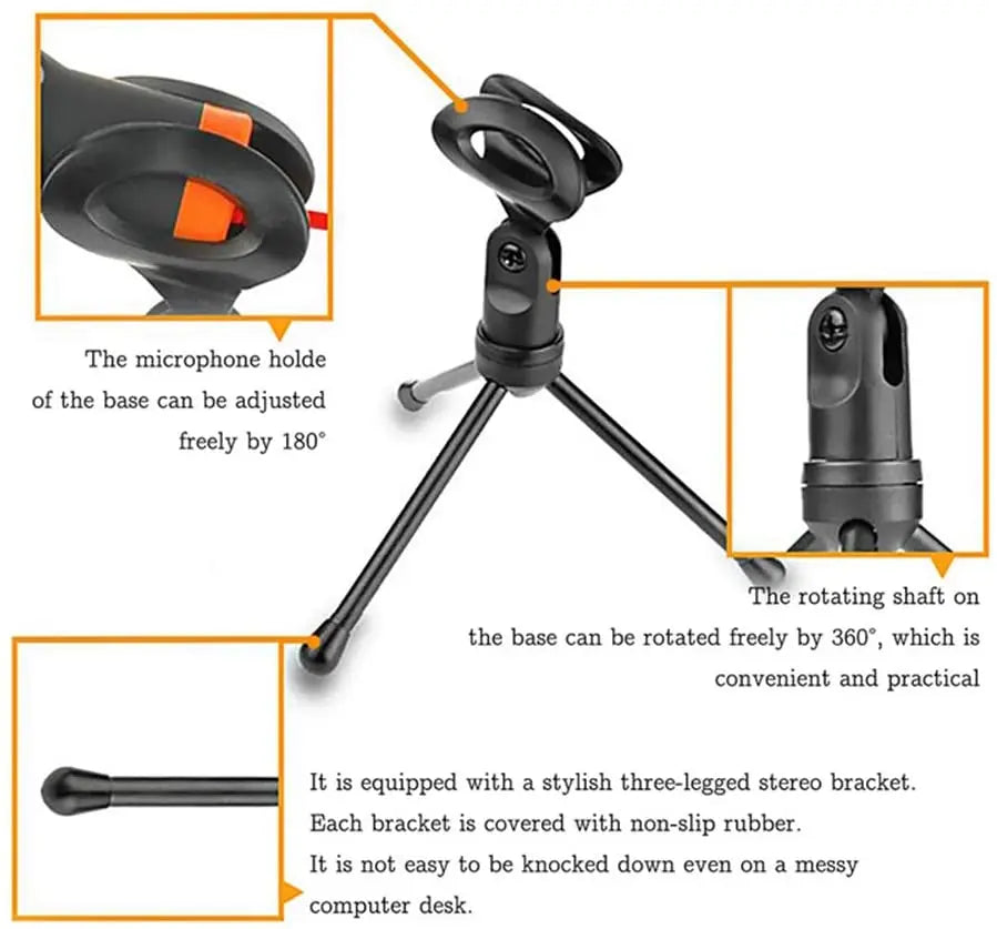 PC Microphone with Mic Stand,Professional 3.5mm Jack Recording Condenser for Video Recording, Streaming External Microphone for Lapto (Black) pattanaustralia