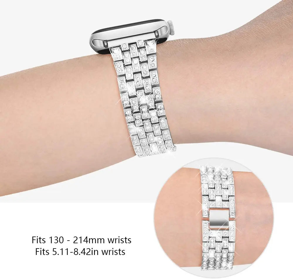 Goton Jewelry Band Compatible with Apple 5,4,3,2,1 Watch Band 40mm, 38mm, Women Luxury Diamond Bling Crystal Stainless Metal Strap Silver pattanaustralia