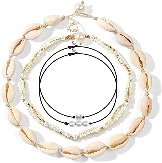Shell Choker Necklace for Women Gold Necklace Choker Adjustable Beads, Cord Chain Seashell Pearl Necklace pattanaustralia