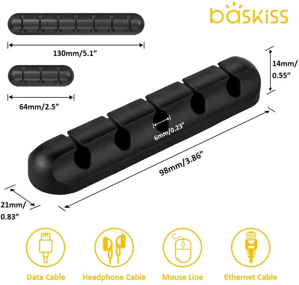 Cable Clips Cord Management Organizer, 3 Packs Adhesive Hooks (7, 5 and 3 Slots) (Black) pattanaustralia