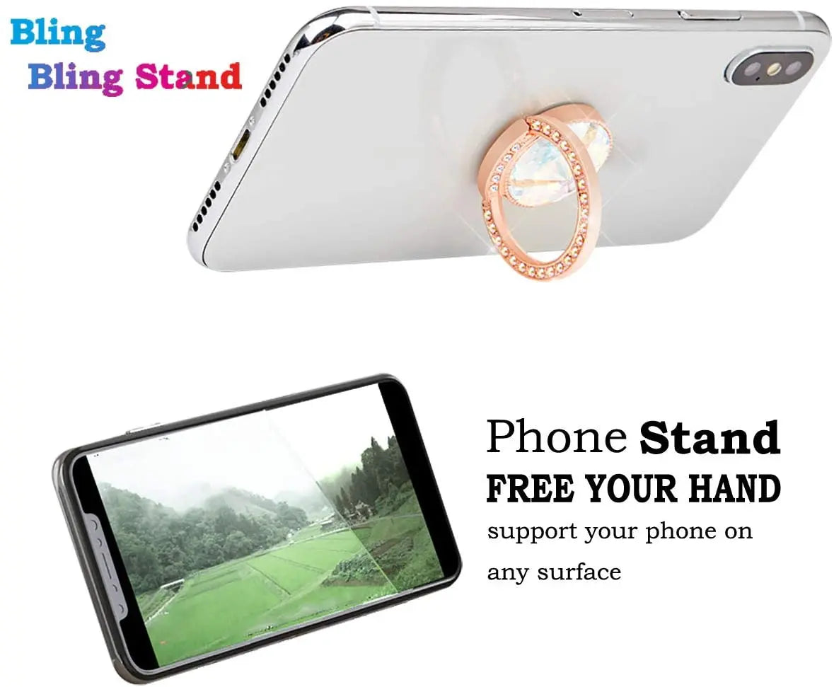 Glitter Bling Phone Ring Holder, Artificial Diamond Stand, Rhinestone Cell Finger Ring for Phones, Pad, tablets (Rose Gold) pattanaustralia