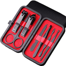 Load image into Gallery viewer, Manicure Pedicure Set 7pcs Stainless Steel Fingernail Scissors Kit Portable Travel Luxury Nail Trimmer, Clipper Grooming Kit with Storage Box

