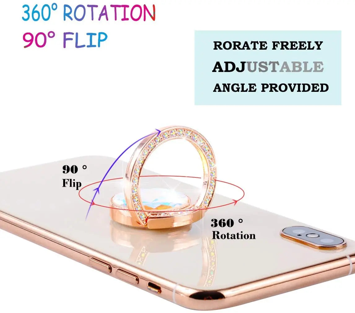 Glitter Bling Phone Ring Holder, Artificial Diamond Stand, Rhinestone Cell Finger Ring for Phones, Pad, tablets (Rose Gold) pattanaustralia