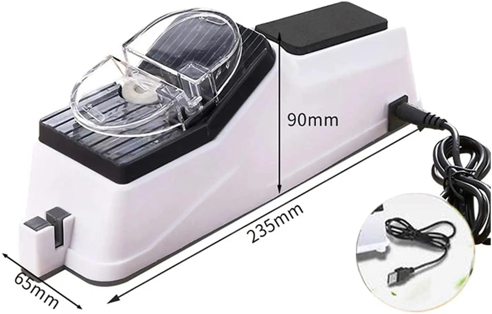 USB Electric Knife Sharpener Adjustable Kitchen Knife Tool Knife Scissors Sharpening White Medium-fine Grinding Blade (Color : White) pattanaustralia