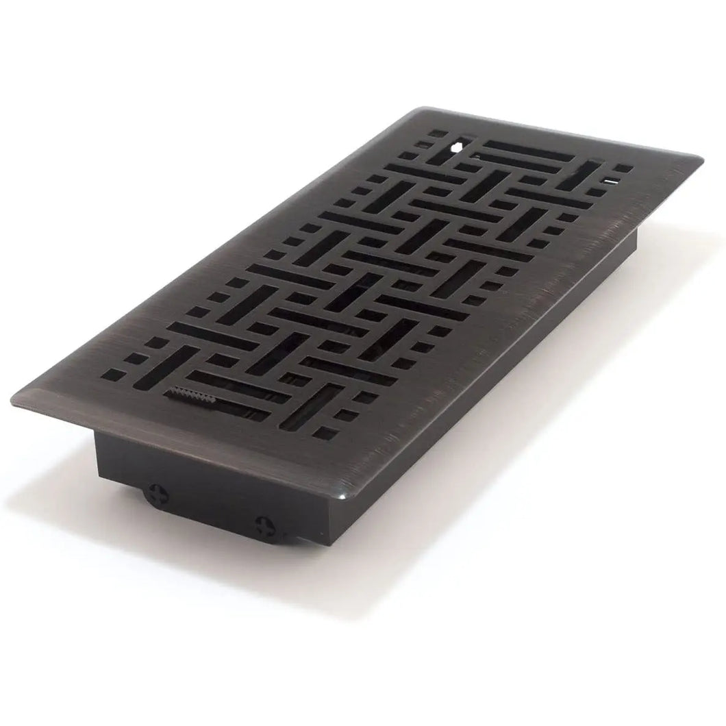 Floor Register with Wicker Design, 4-Inch x 10-Inch Oil Rubbed Bronze